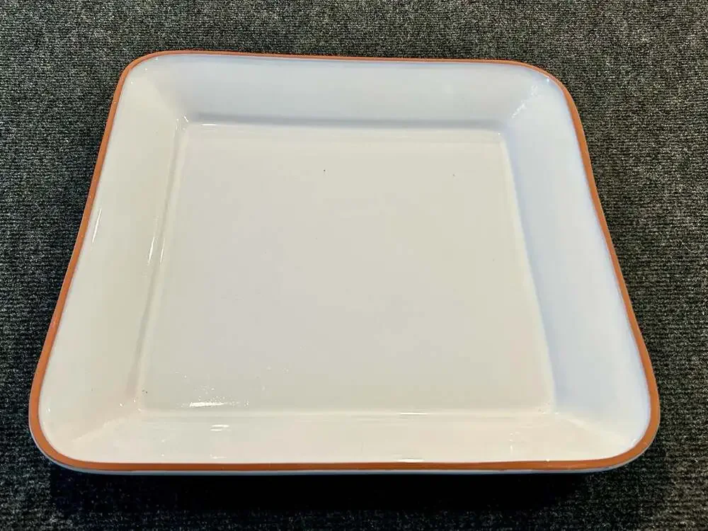 Euro Ceramica Portugal White Square Serving Platter with Terra Cotta Rim